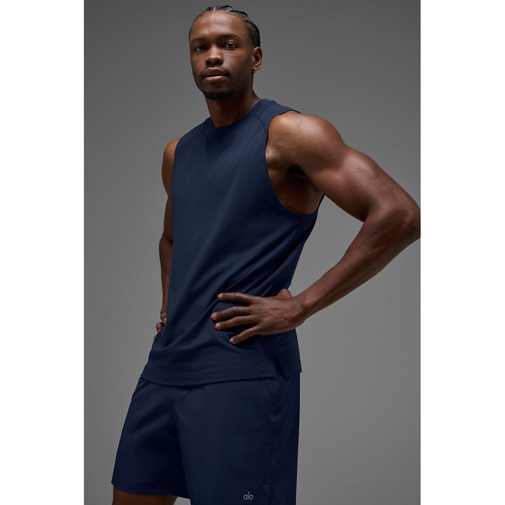 ALO Yoga Vapor Muscle Performance Tank Top Size XXL Blue